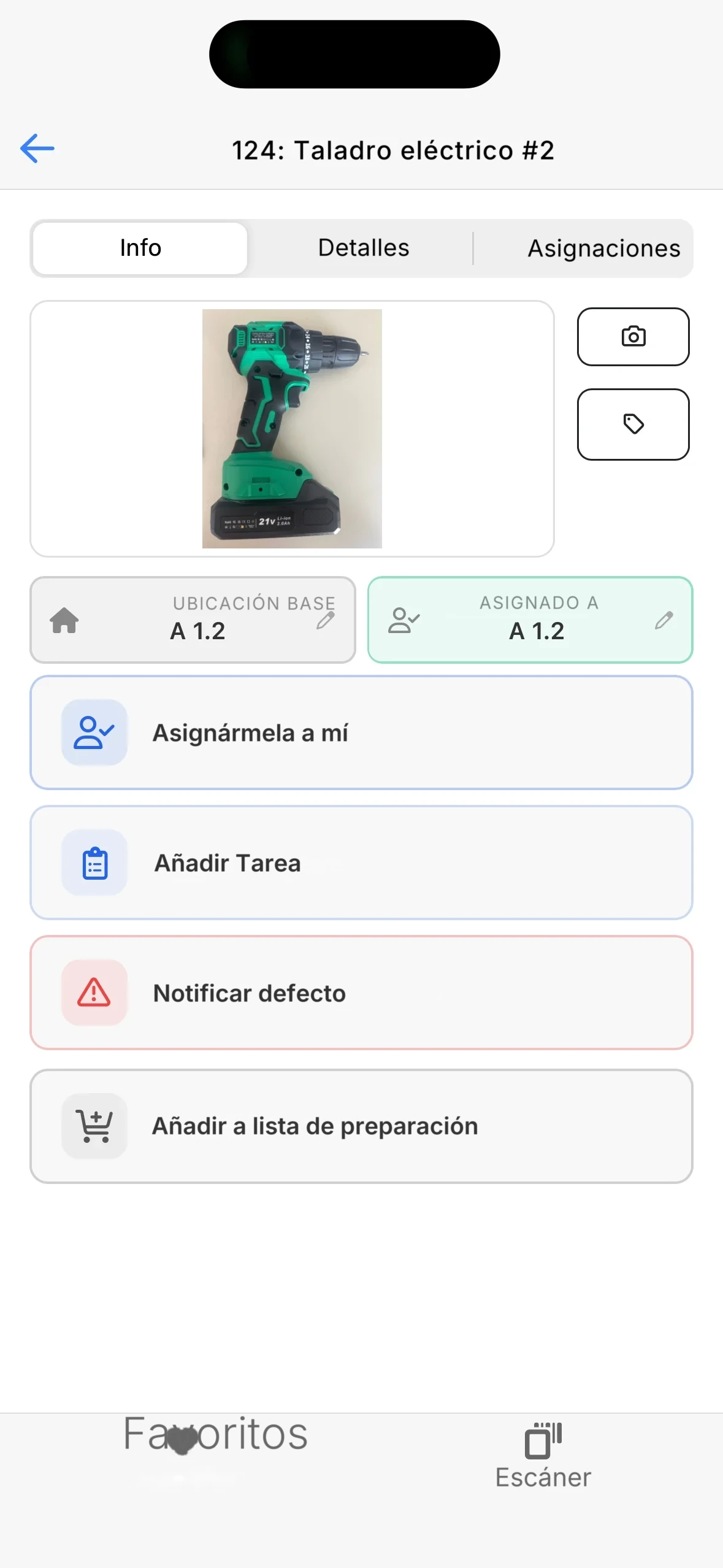 La ficha de la herramienta con el botón Asignármela a mí