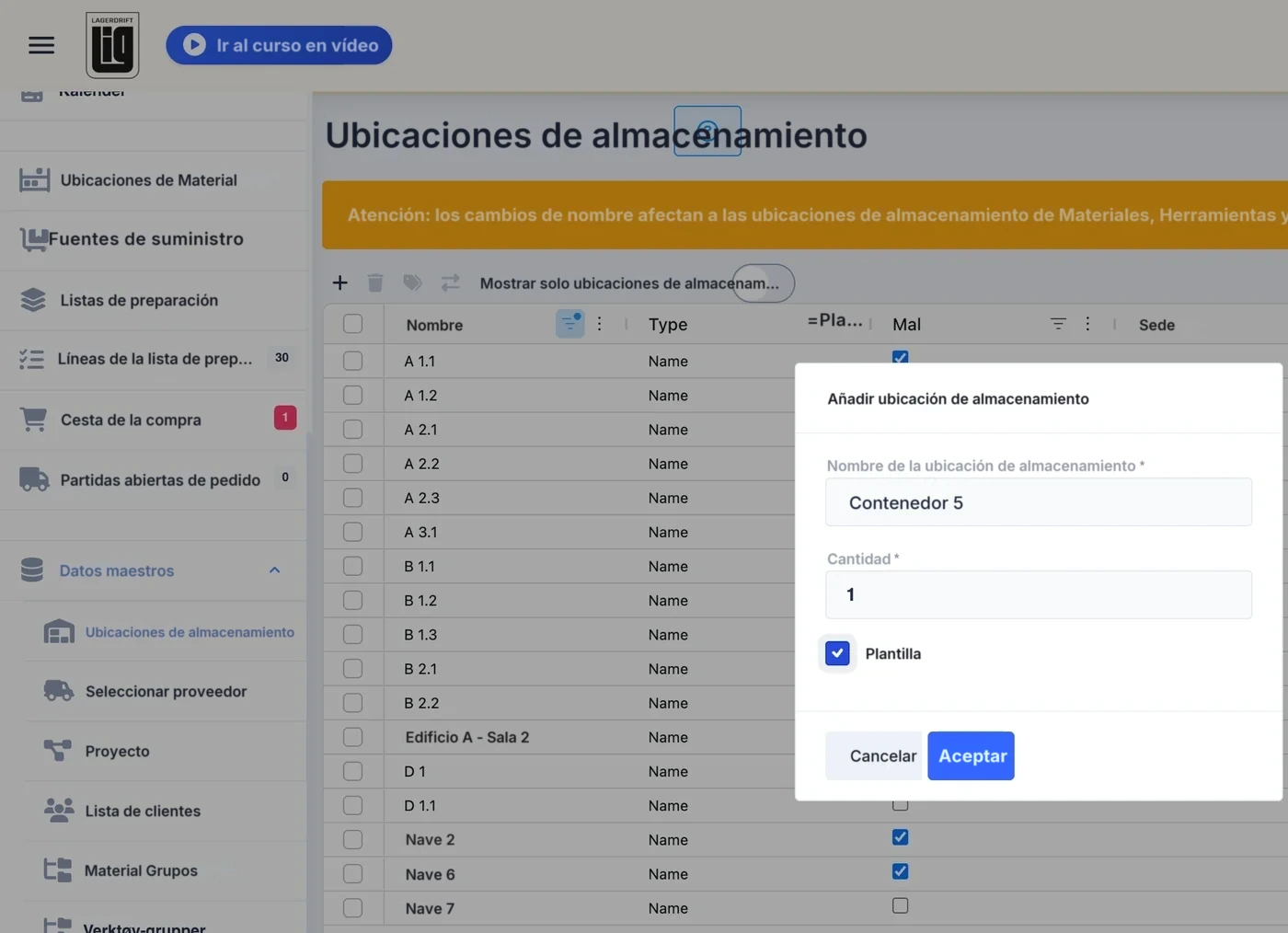 El diálogo Añadir ubicación de almacenamiento